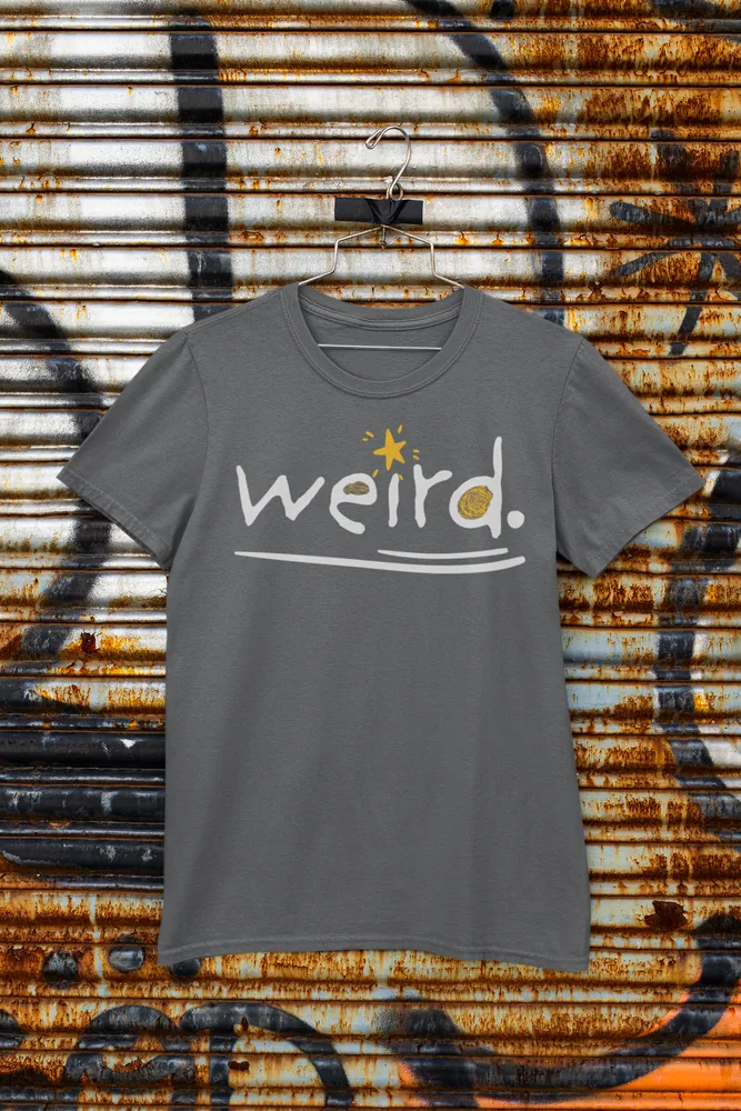 Мъжка тениска с щампа Надпис weird. - Graphite