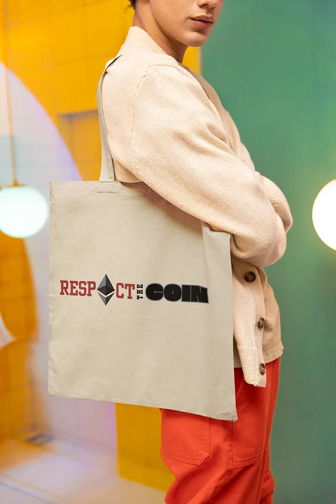 Памучна чанта с щампа Надпис RESPECT THE COIN