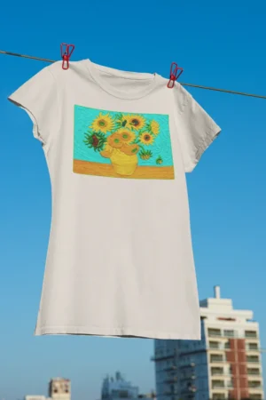 Дамска тениска с щампа Слънчогледите на Van Gogh