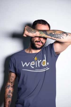 Мъжка тениска с щампа Надпис weird. - Navy
