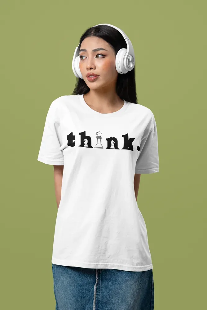 Oversize тениска с щампа Надпис think