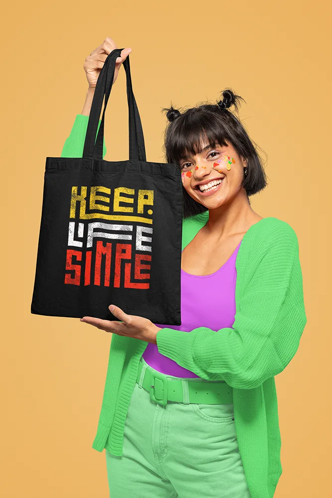 Памучна чанта с щампа Надпис KEEP LIFE SIMPLE